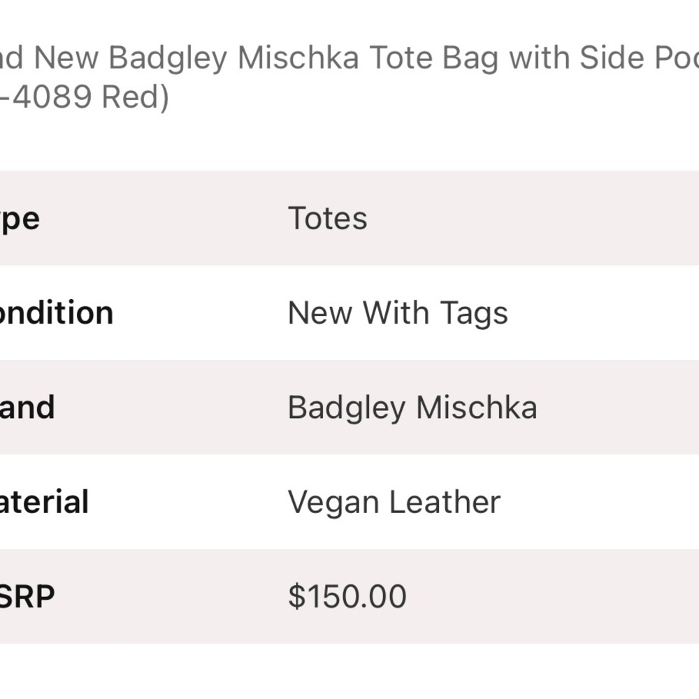 Red Designer Tote Bag - Picture 3 of 3
